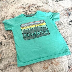 Patagonia Kids' Teal Mountain Graphic Tee - 3T Organic Cotton Shirt